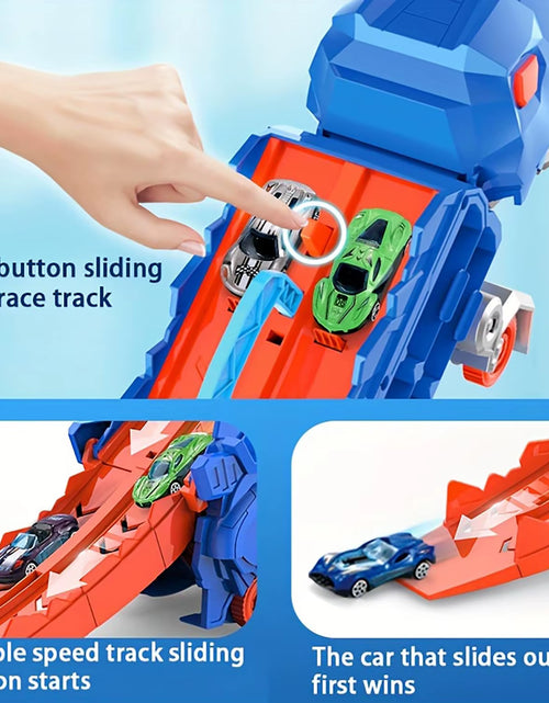 Load image into Gallery viewer, New Product Folding Dinosaur Transporter Car Competitive Game Roll to Eat Car Vehicle Racing Track with Mini Car Kid Gift Toy
