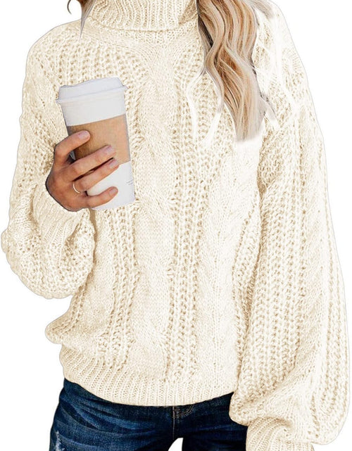 Load image into Gallery viewer, Chic Ballon Sleeve Winter Turtleneck Chunky Sweater Slouchy Oversized Loose Pullover Outerwear Warm Thick
