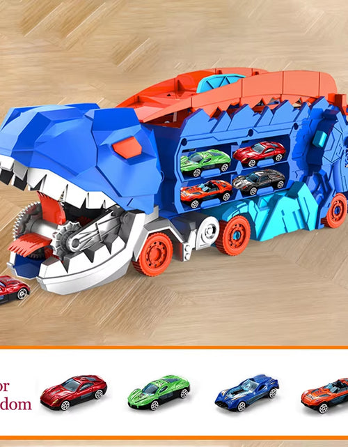 Load image into Gallery viewer, New Product Folding Dinosaur Transporter Car Competitive Game Roll to Eat Car Vehicle Racing Track with Mini Car Kid Gift Toy
