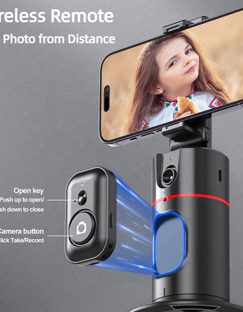 Load image into Gallery viewer, Auto Face Tracking Phone Holder Tripod, No App Required, 360° Rotation Smart Face Body Tracking Tripod Selfie Phone Camera Stand for TIK Tok, Vlog, Live Streaming, Youtube Video
