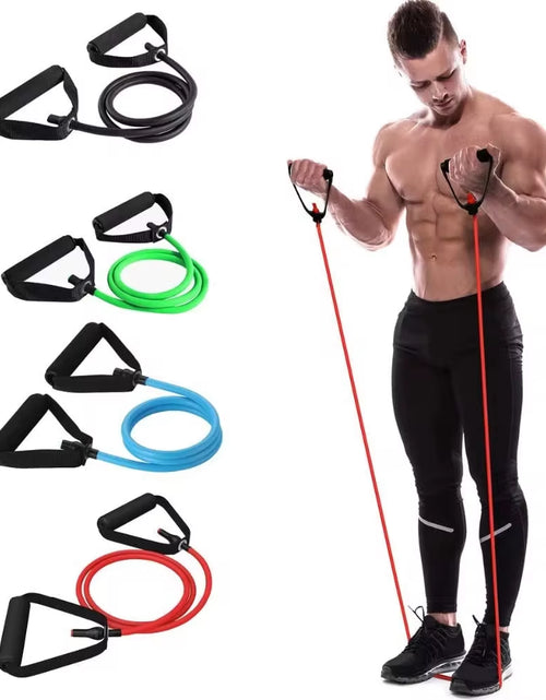 Load image into Gallery viewer, 5 Levels Resistance Hot Yoga Pull Rope Bands Handles Elastic Sports Bodybuild Home Gym Workouts Muscle Training Rubber Tube Band
