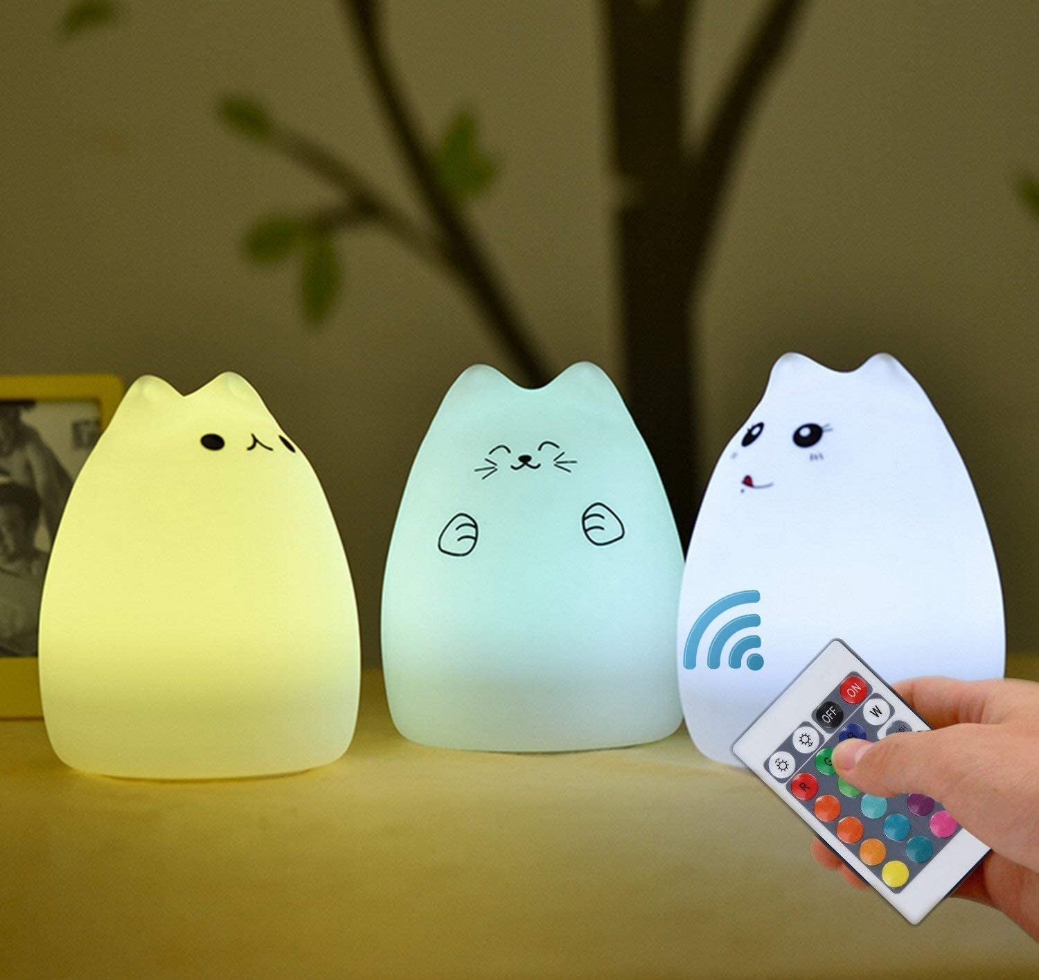 Cat Lamp, Remote Control Silicone Kitty Night Light for Kids Toddler Baby Girls Rechargeable Cute Kawaii Nightlight (Popurlarity Kitty)